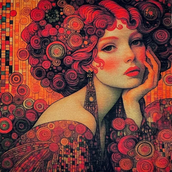 069_10-art-klima_r3c2_pannello-gobelin-lurex-cm-47x47-stampa-digitale-donna-stile-klimt-capelli-rossi-1.webp Pannello tessuto Donna Stile Klimt Capelli Rossi 47x47 cm