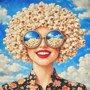 Pannello tessuto Donna Capelli Pop Corn 47x47 cm