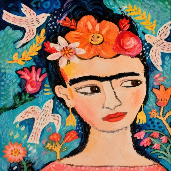 tc-pannello-007-art-lulu-ritratto-folk-profilo-corallo-1.webp Pannello tessuto Ritratto folk profilo corallo 47x47 cm