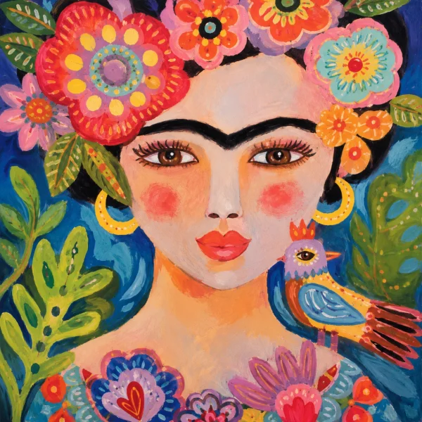 tc-pannello-009-art-lulu-ritratto-folk-frontale-con-fiori-1.webp Pannello tessuto Ritratto folk frontale con fiori 47x47 cm