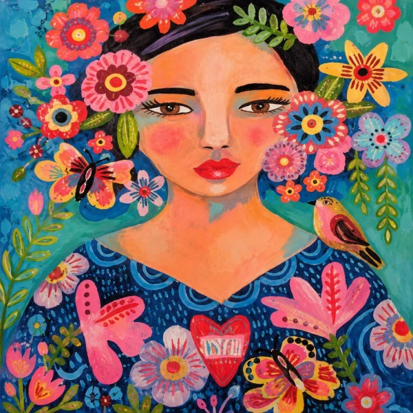 tc-pannello-012-art-lulu-ritratto-folk-abito-blu-e-fiori-1.webp Pannello tessuto Ritratto folk abito blu e fiori 47x47 cm