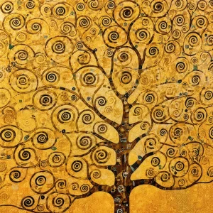 Pannello tessuto Albero della vita dorato 47x47 cm