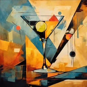 Pannello tessuto Martini cubista geometrico 47x47 cm