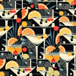Pannello tessuto Pattern cocktail art deco 47x47 cm