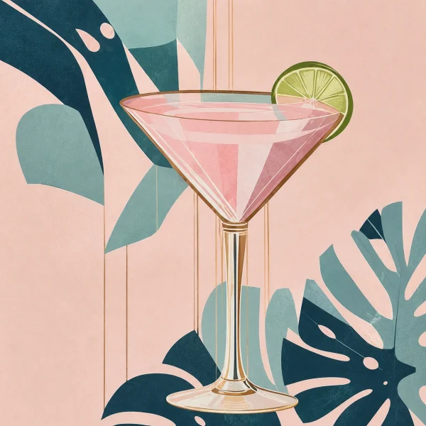 Pannello tessuto Cocktail tropicale art deco 47x47 cm