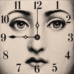 Pannello tessuto Volto orologio 47x47 cm