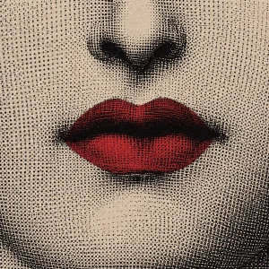 Pannello tessuto Labbra rosse vintage 47x47 cm