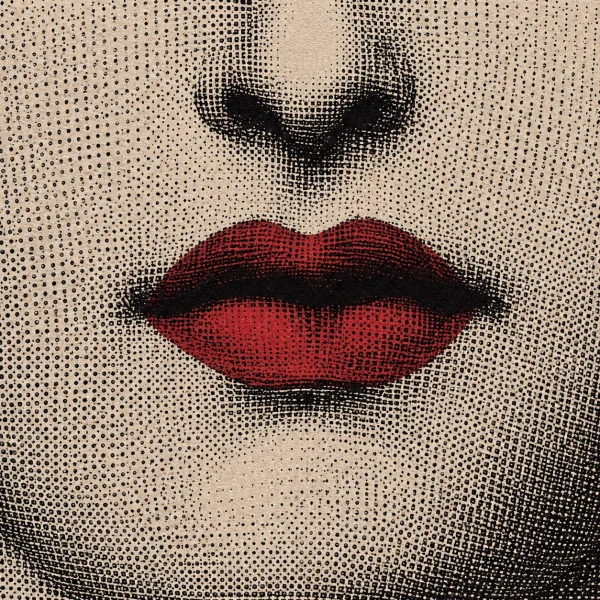 Pannello tessuto Labbra rosse vintage 47x47 cm