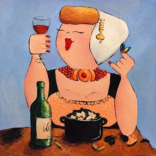 Pannello tessuto Nancy vino e cozze 47x47 cm