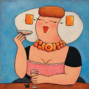 Pannello tessuto Nancy brindisi e piattino 47x47 cm