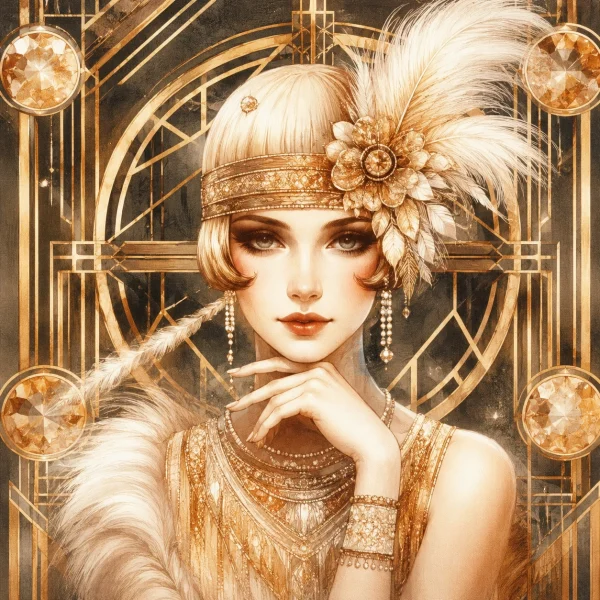tc-pannello-068-art-deco-ritratto-art-deco-biondo-oro-1.webp Pannello tessuto Ritratto art deco biondo oro 47x47 cm