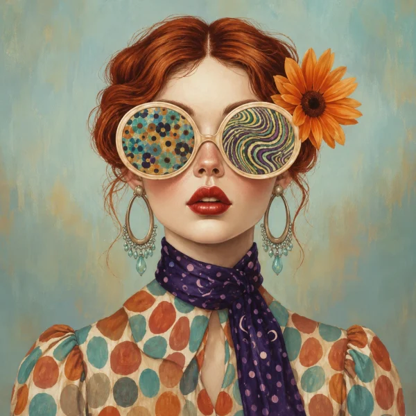 tc-pannello-081-donne-occhiali-fiori-donna-occhiali-caleidoscopio-e-girasole-1.webp Pannello tessuto Donna occhiali caleidoscopio e girasole 47x47 cm